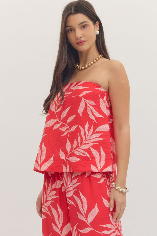 Botanical strapless top