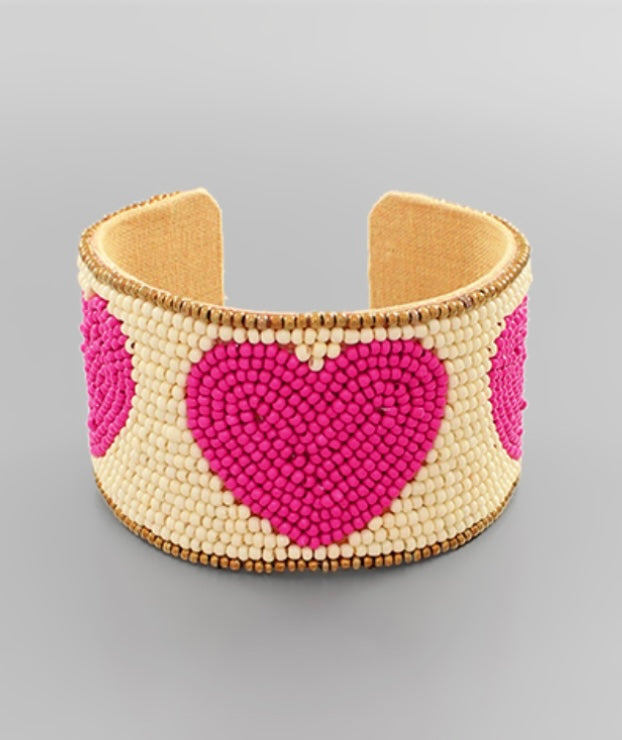 Heart Beaded Cuff