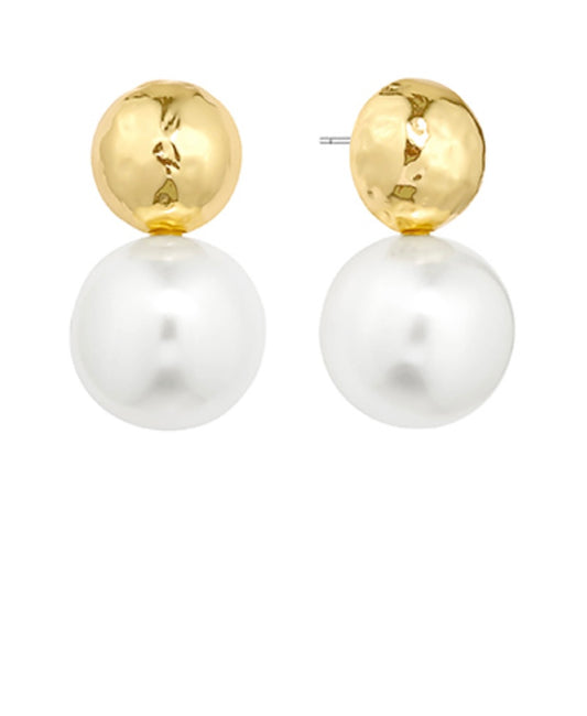 Textured Dome Pearl Earrings