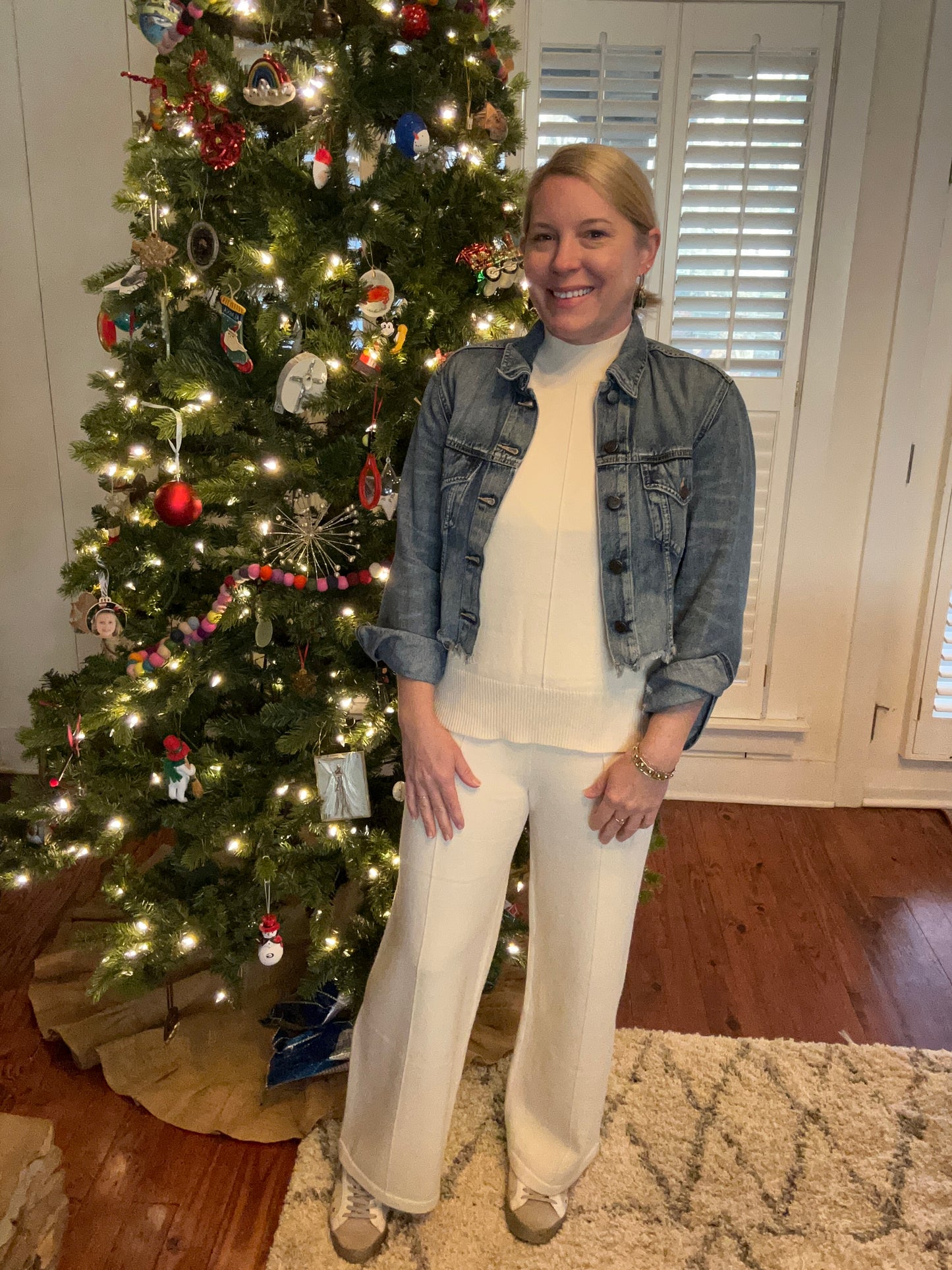 Knit mock neck and crop pant set