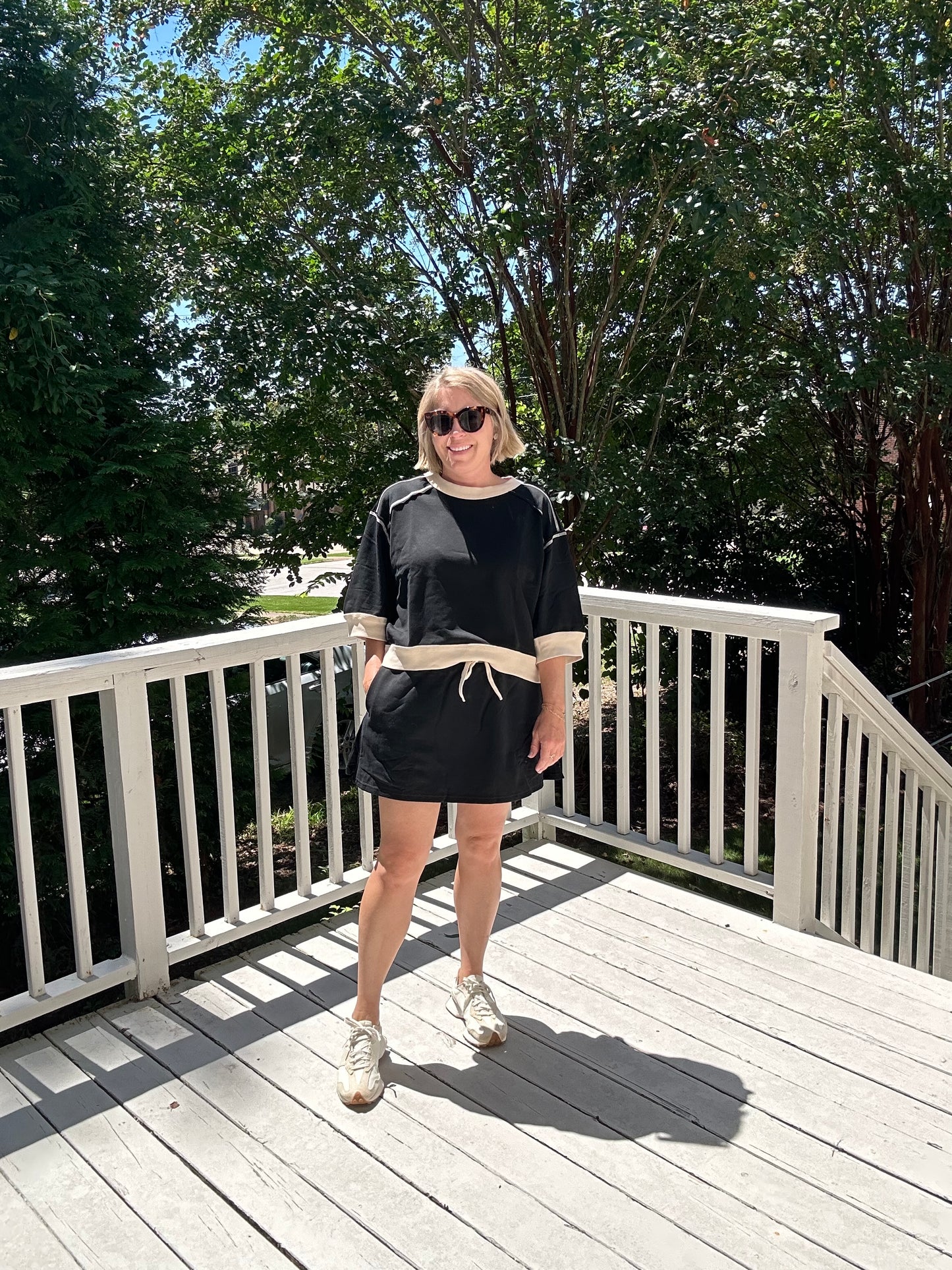 Solid knit skort set