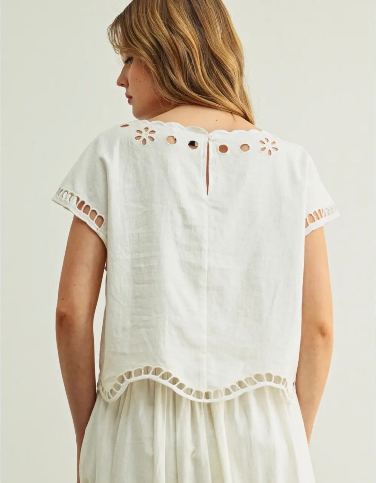 Floral Embroidered Boat Neck Top