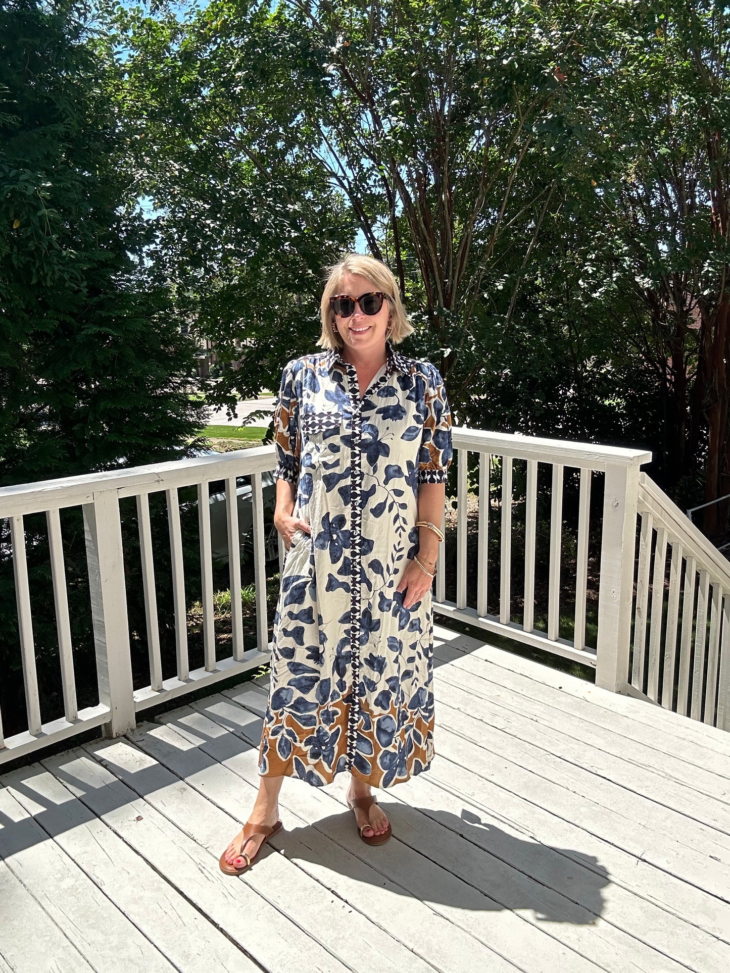 Botanical midi shirt dress