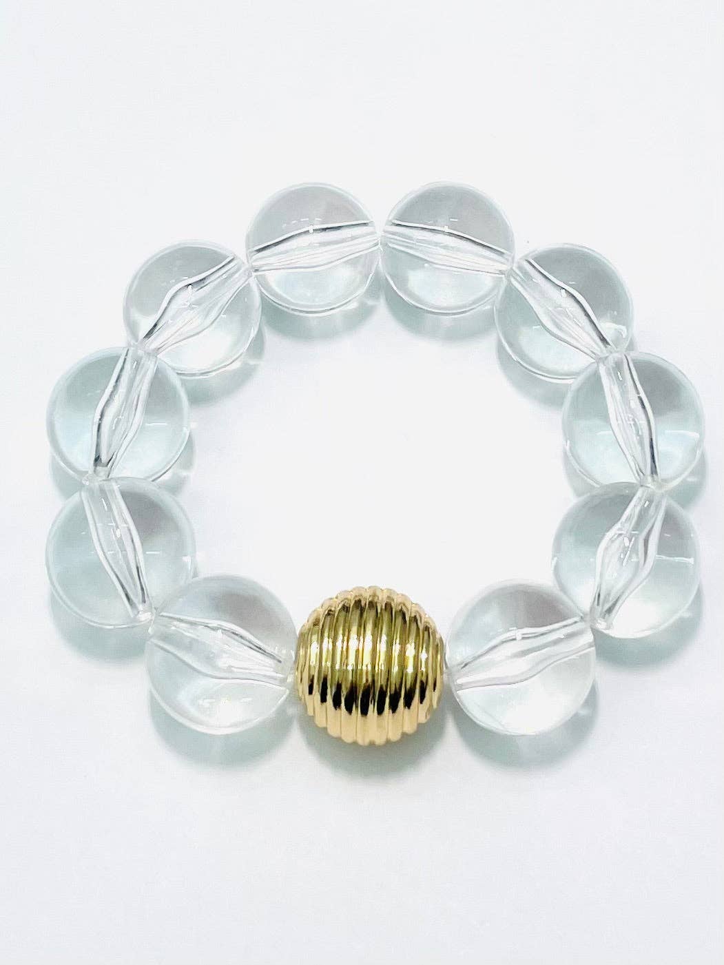 Acrylic Big Ball Bracelet (clear/gold)