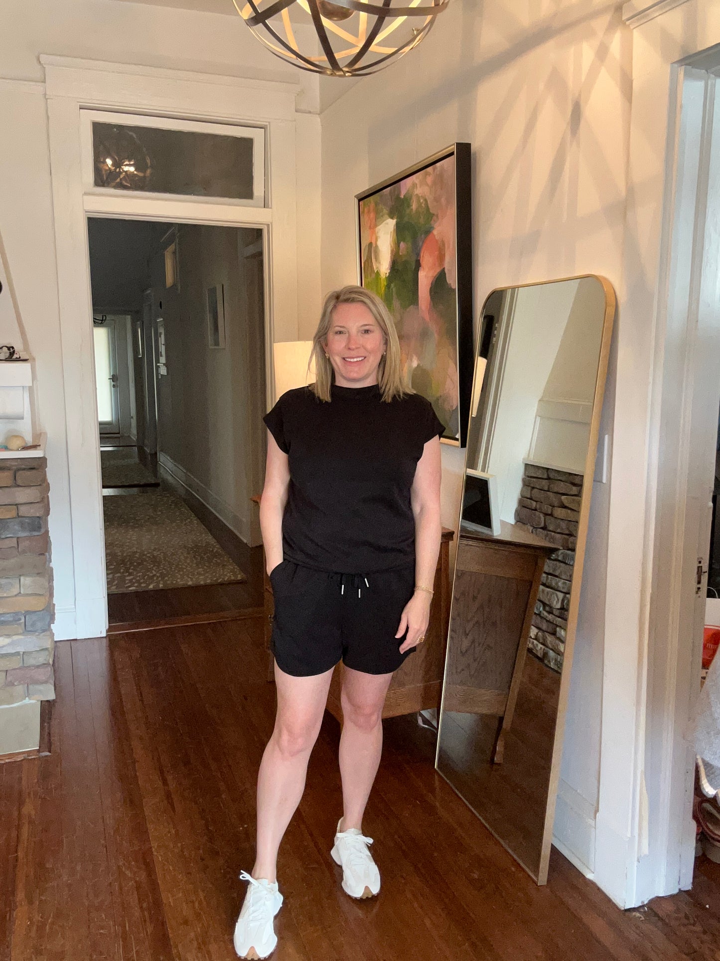 Mock neck top + shorts set