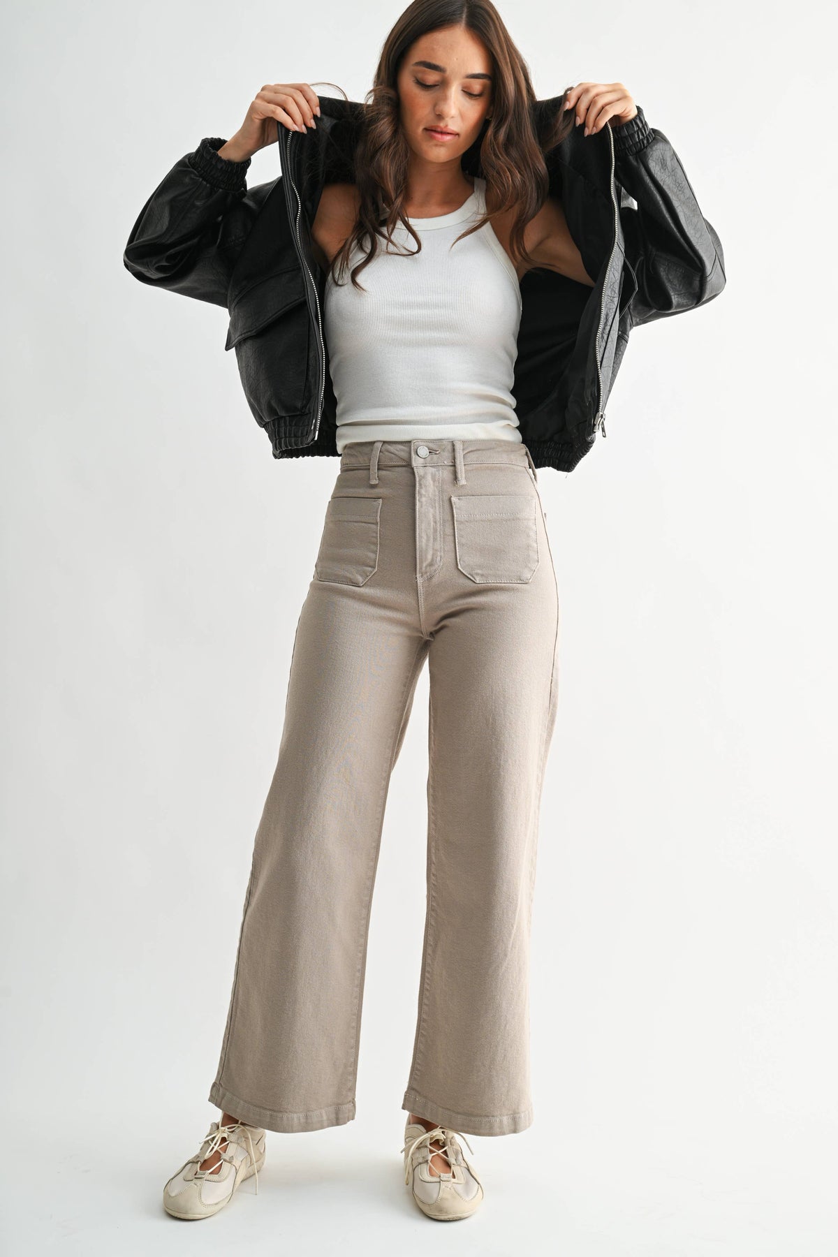 Patch Pocket Wide Leg - Moonstone Cream
