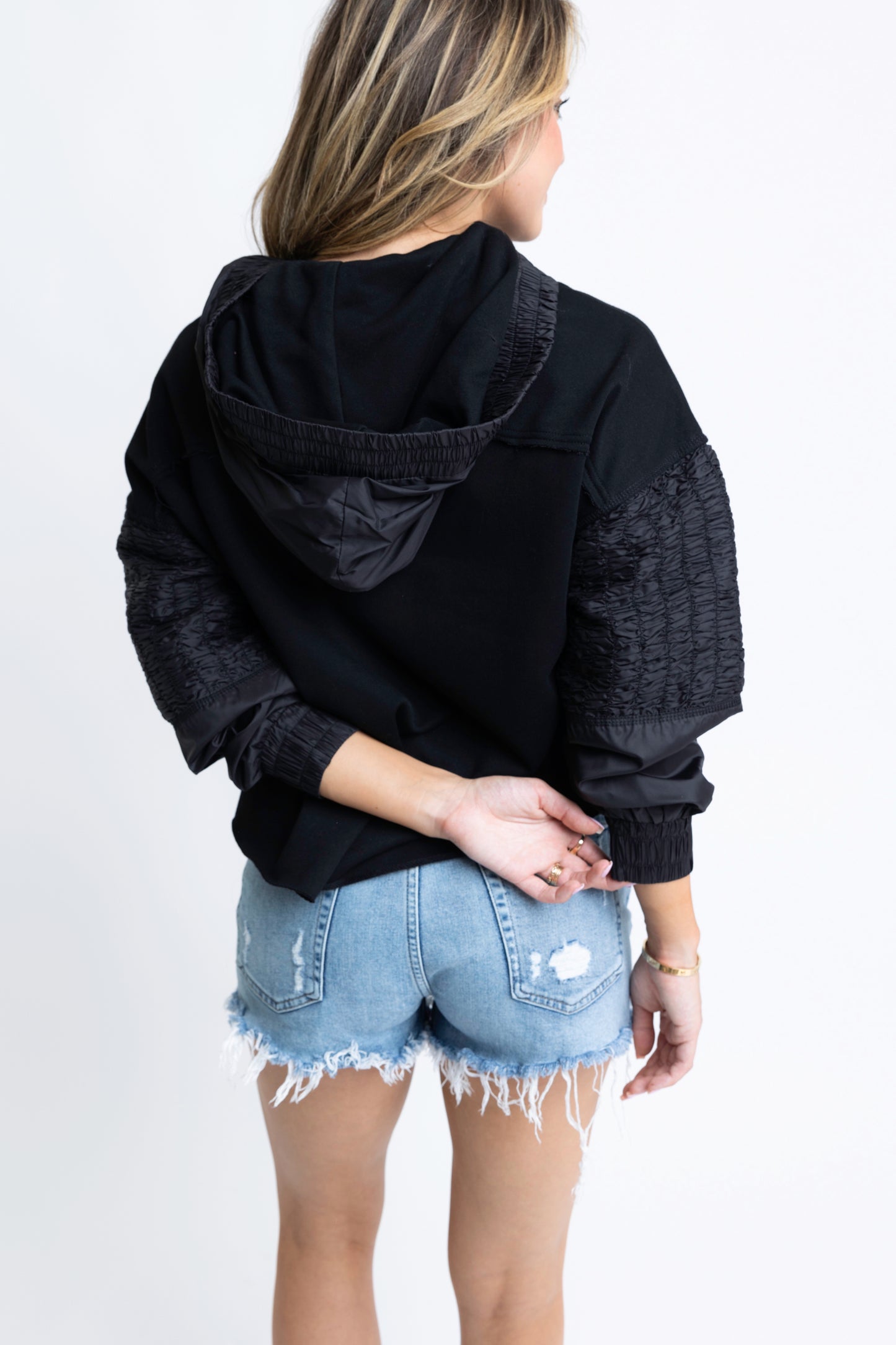 Vneck Knit Hoodie Sweatshirt