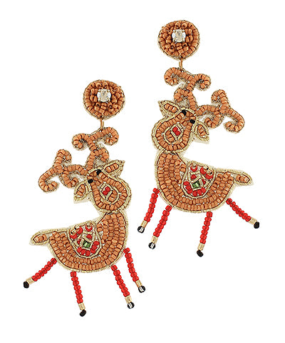 Christmas Rudolph Beads Drop Earrings