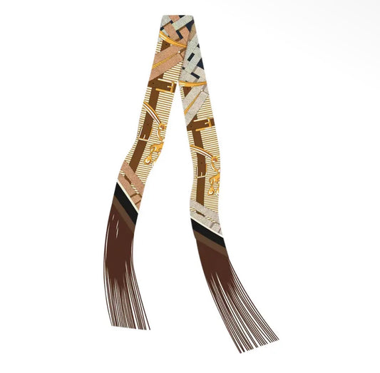 Frilly Satin Scarf with Fringe