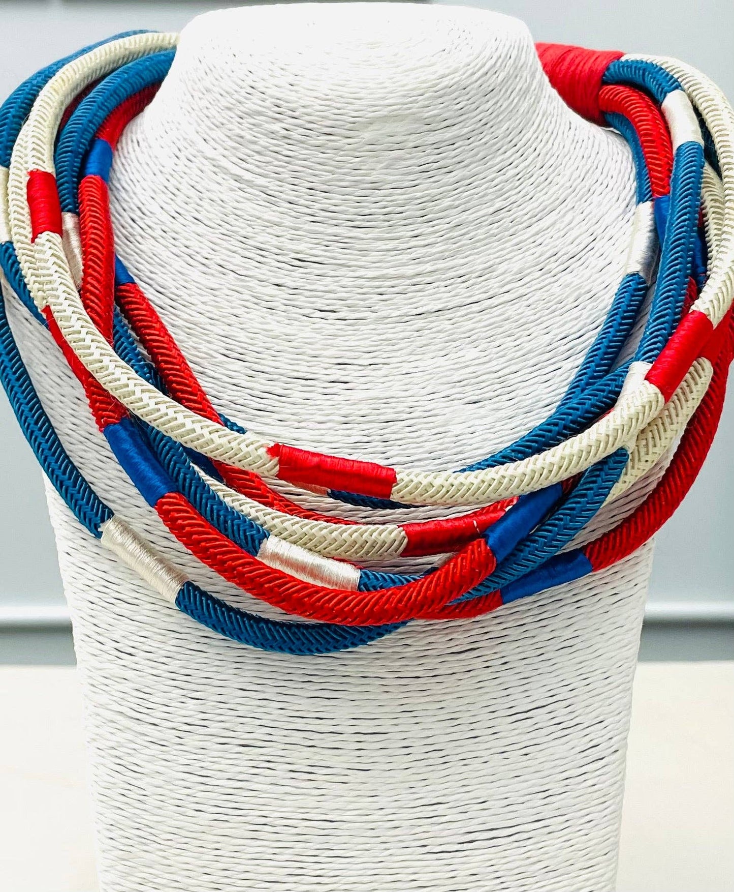 Slub 8-strand (red/blue/ecru)