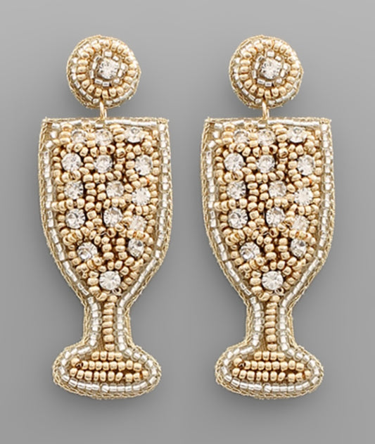 Beaded Champagne Glass Earrings