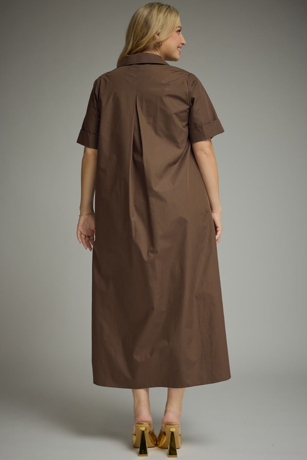 Short sleeve maxi dress with gold buttons - Plus (two colors!)