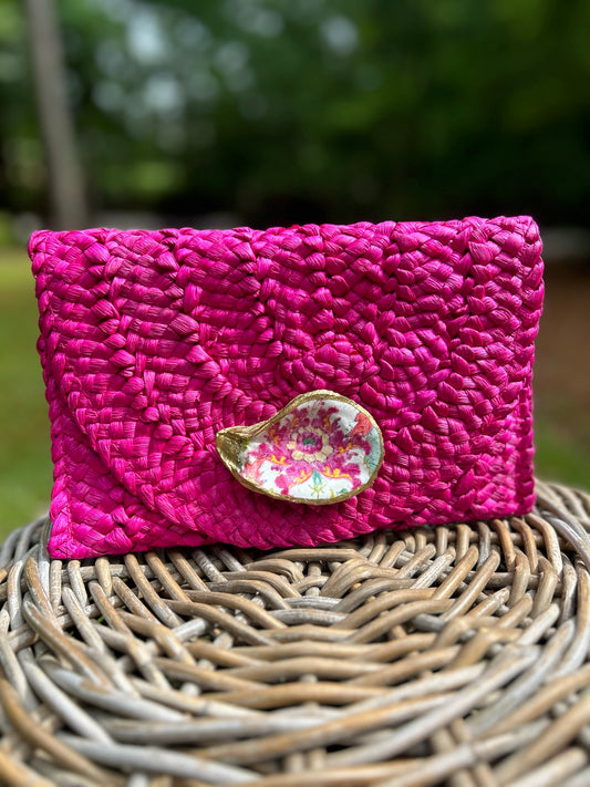 Floral Oyster Shell Clutch