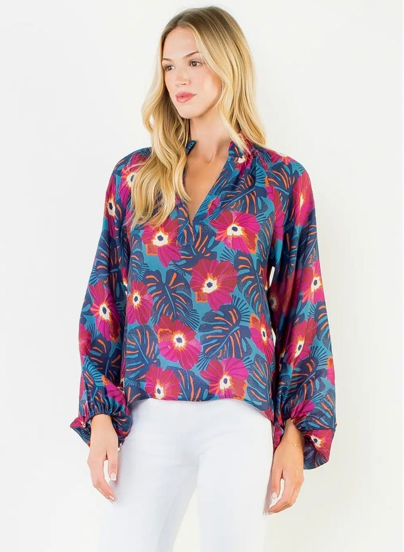 Long Sleeve Flowy Flower Top