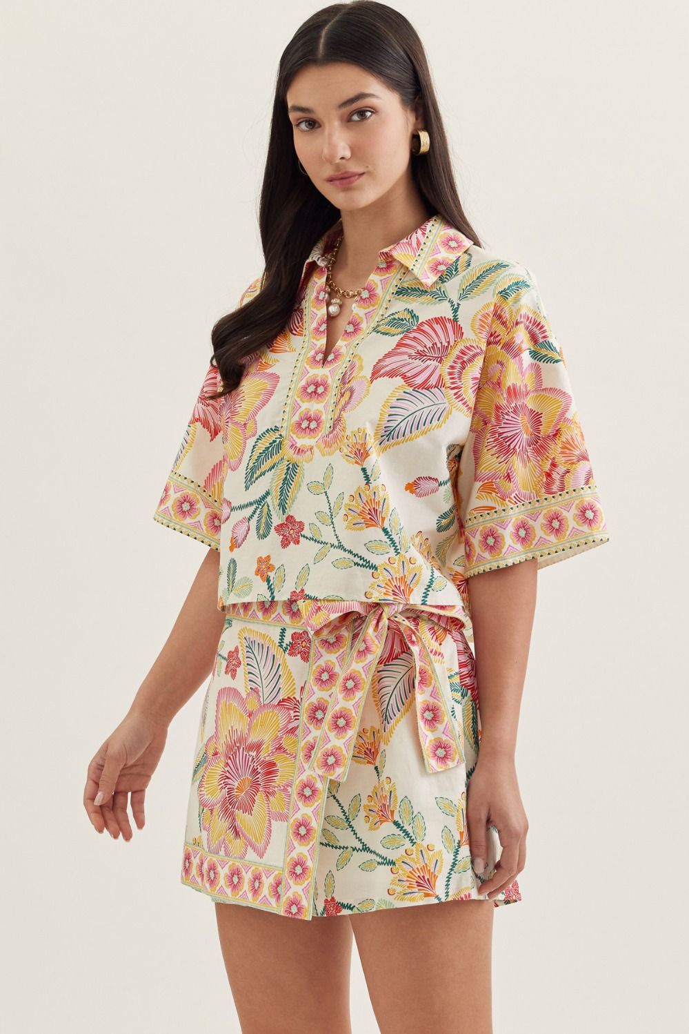 Botanical short sleeve top