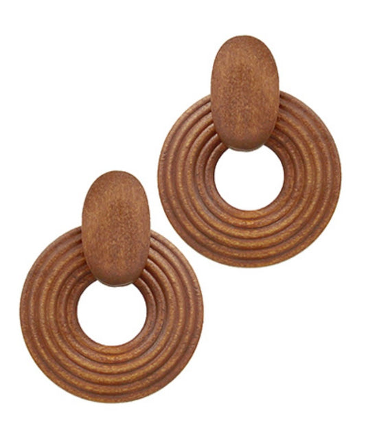 Engraved Wood Door Knocker Earrings