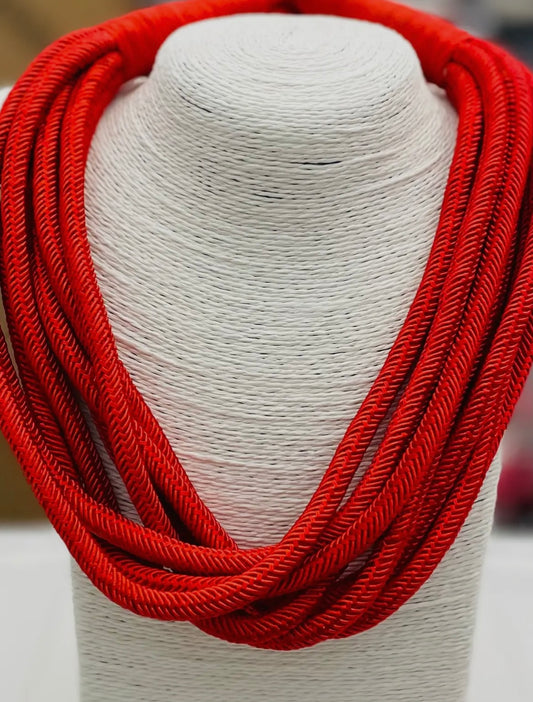 Slub 8-Strand Necklace - Red