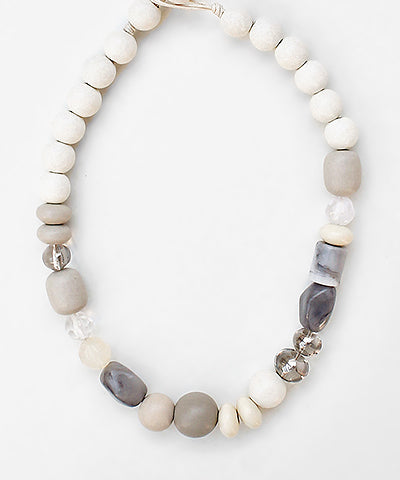 Wood Bead & Stone Necklace