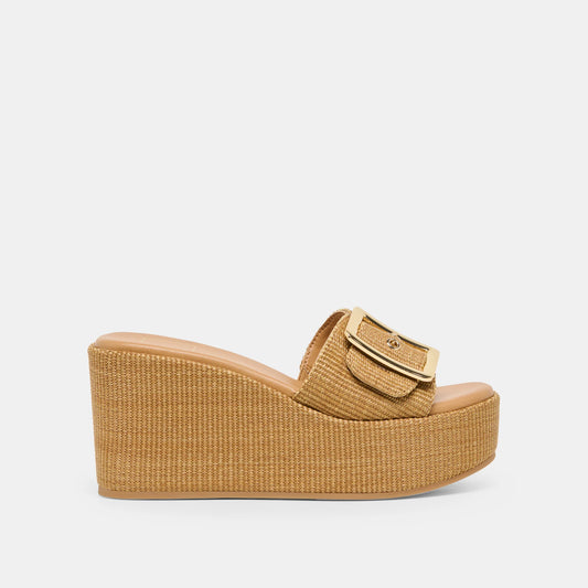 Jilian Wedges Mocha Raffia