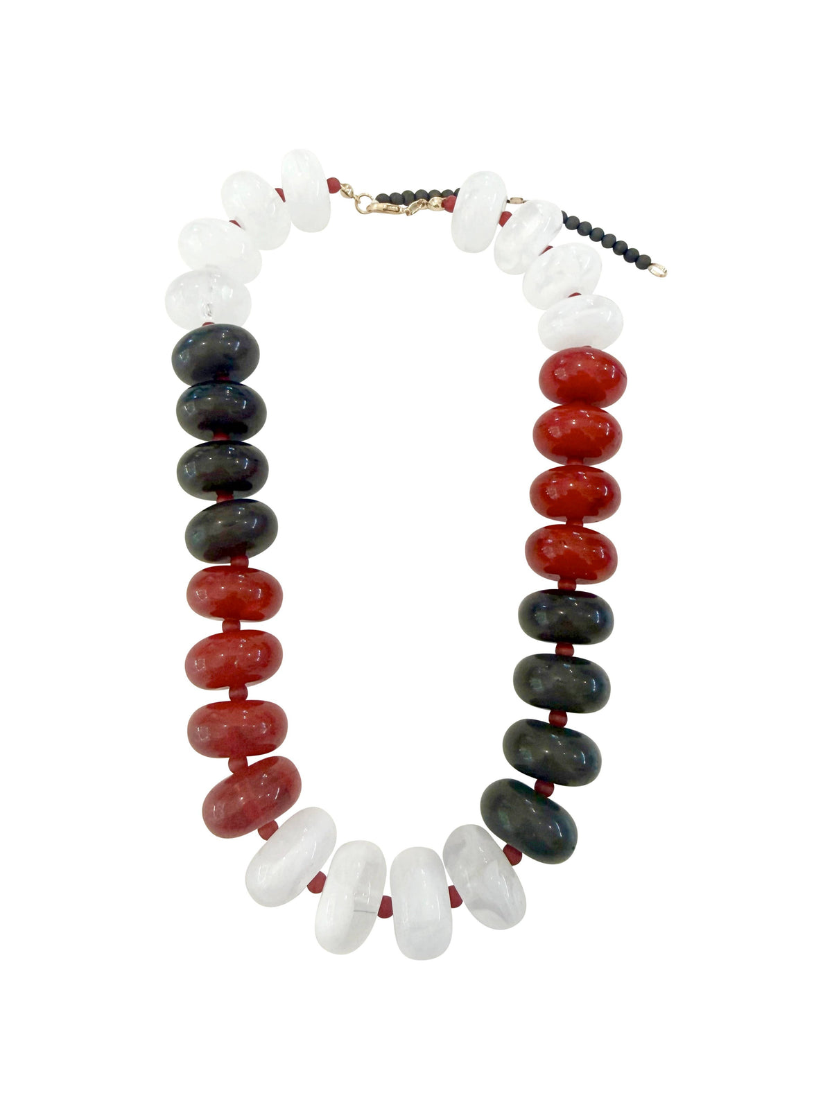 Carissa Chunky Beaded Necklace- Red Black Mix