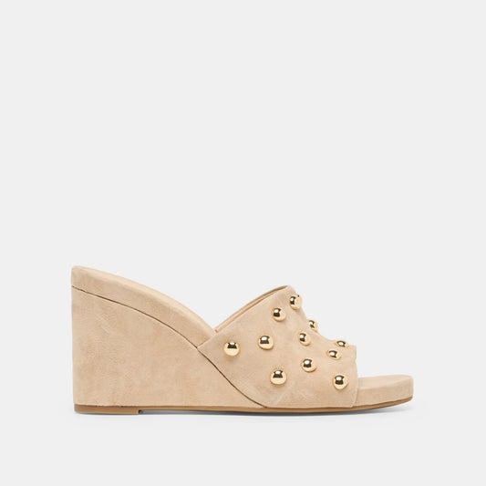 Holta Stud Wedges Camel Suede