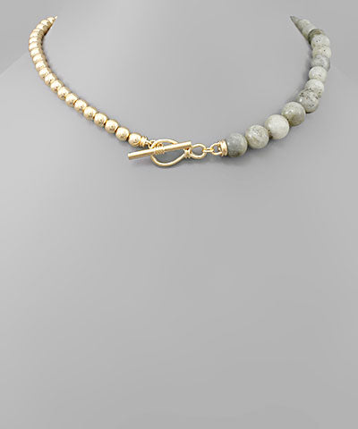 Stone & CCB Ball Necklace