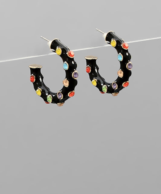 Crystal Studded Hoops