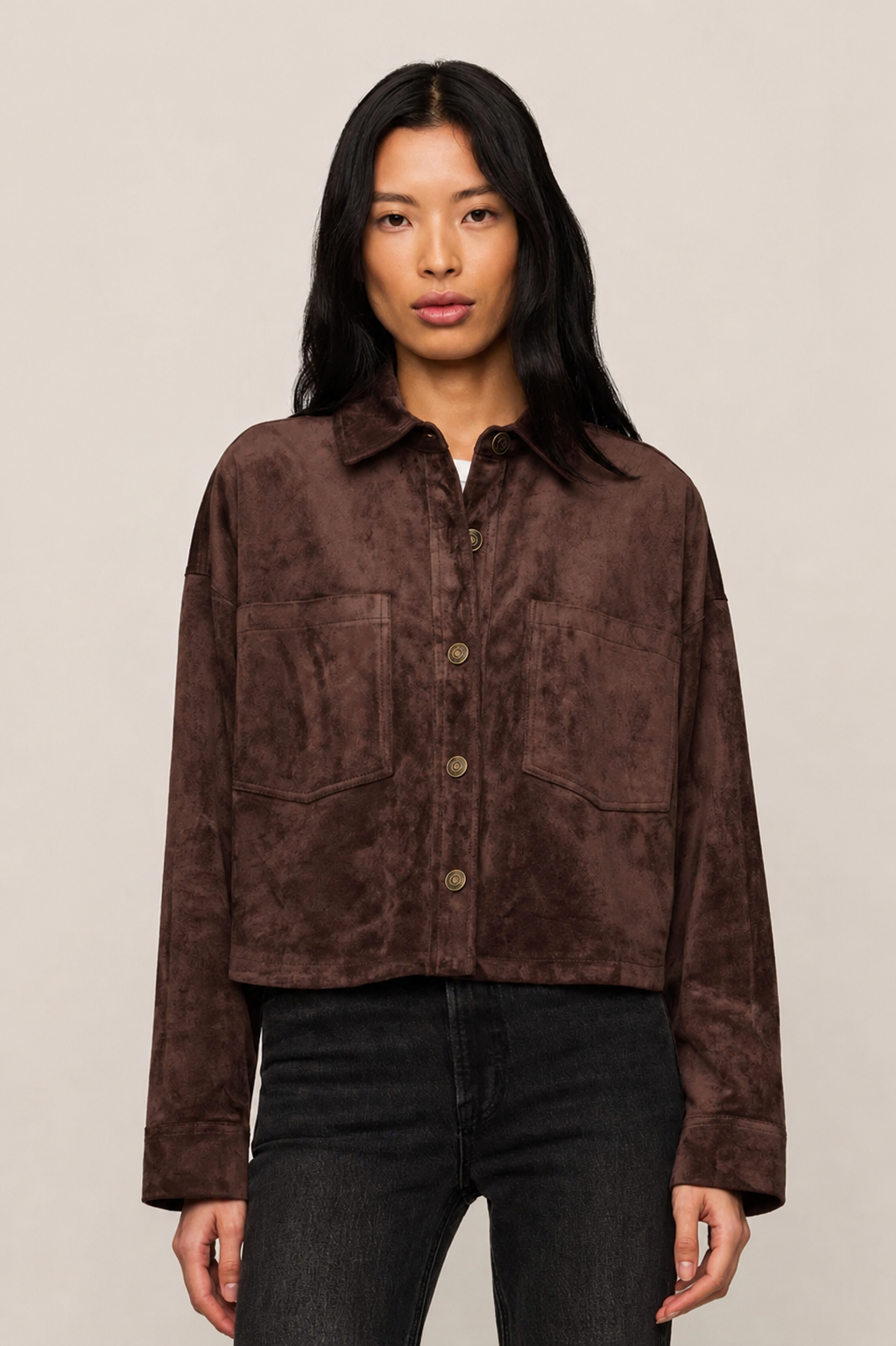 All Day Cropped Suede Jacket