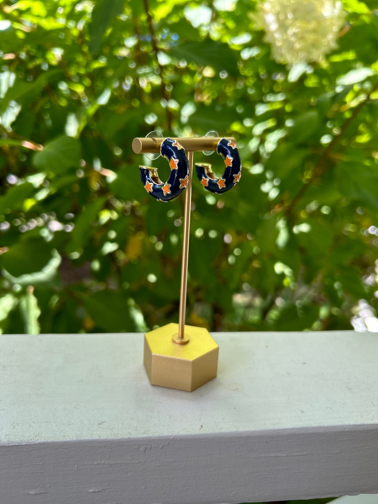 Justine Earrings in Navy + Orange