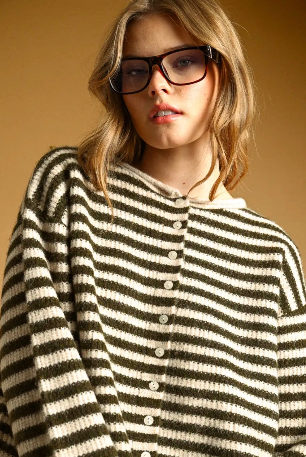 Striped Button Front
Sweater Cardigan