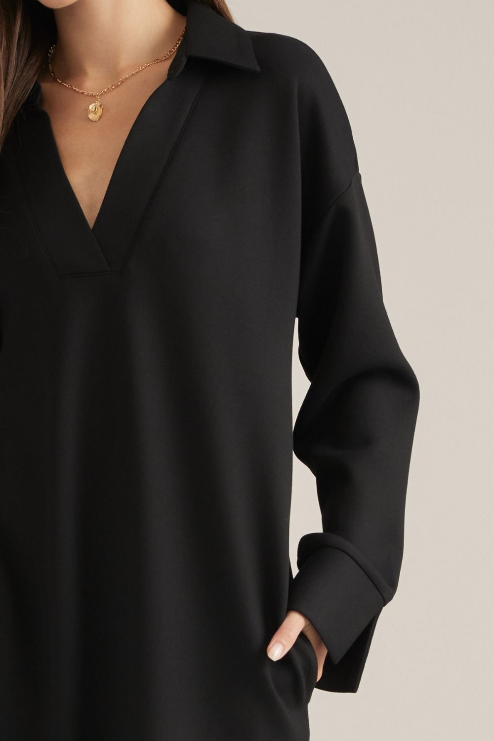 Solid long sleeve midi dress (Two Colors!)