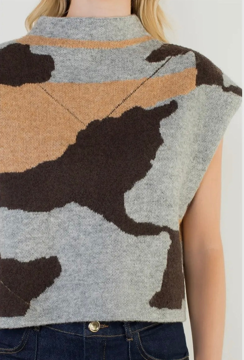 Camo Knit Sleeveless Top