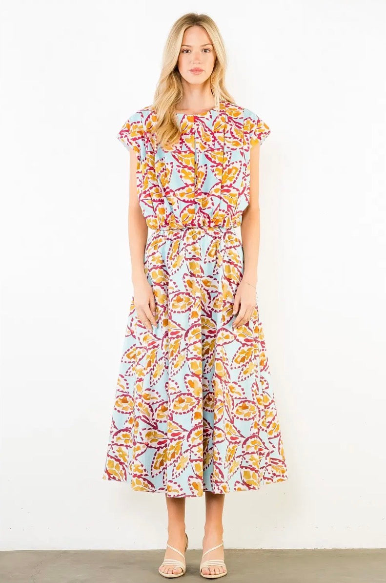 Sleeveless Pattern Top with Button Back