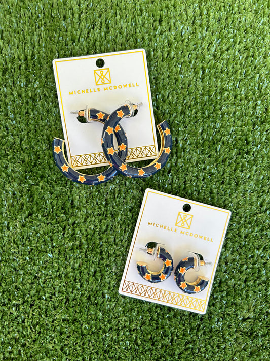 Justine Earrings in Navy + Orange