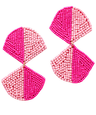 Bead Double Fan Shape Earrings