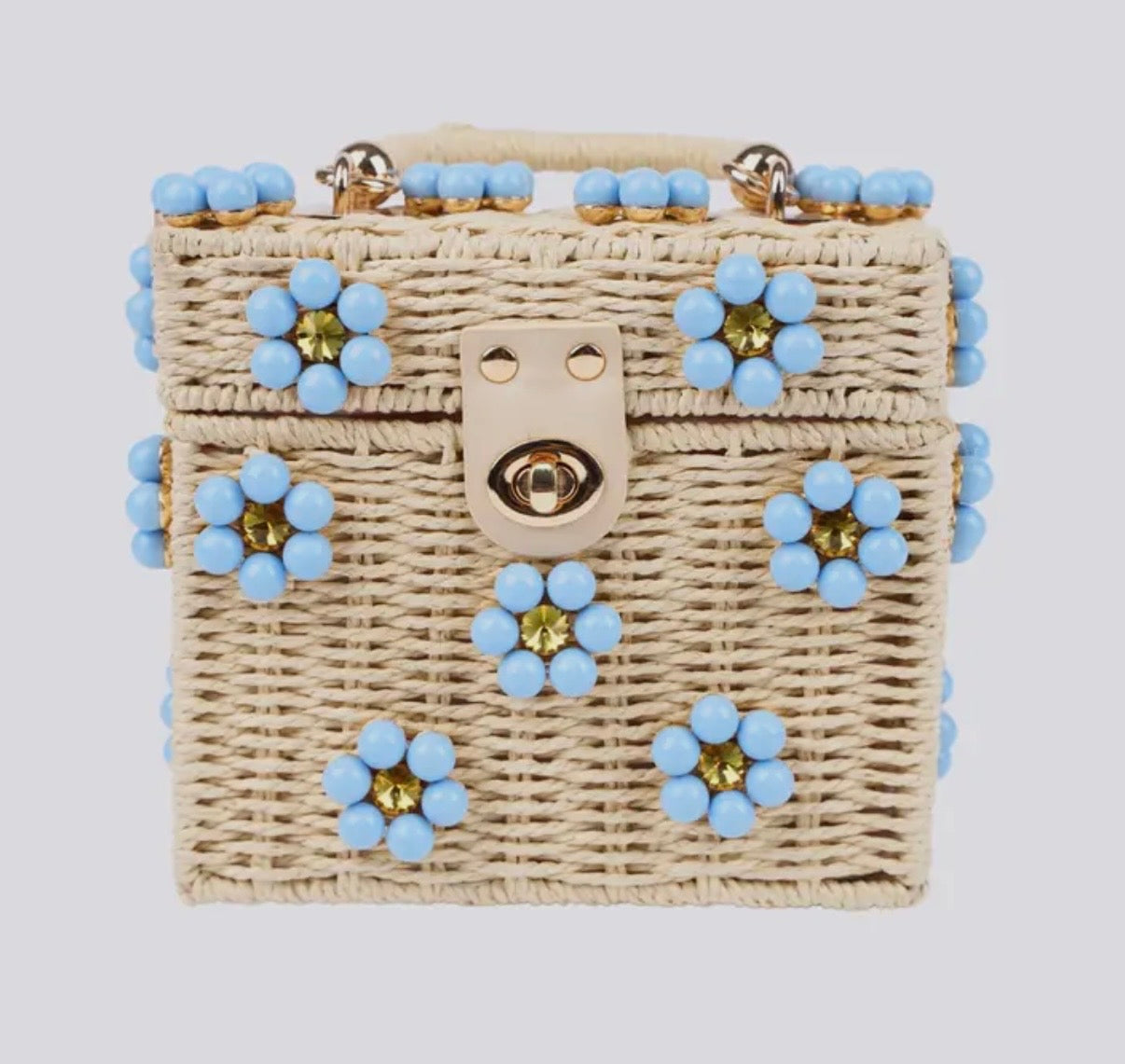 Wicker Bucket Daisy Flower Purse