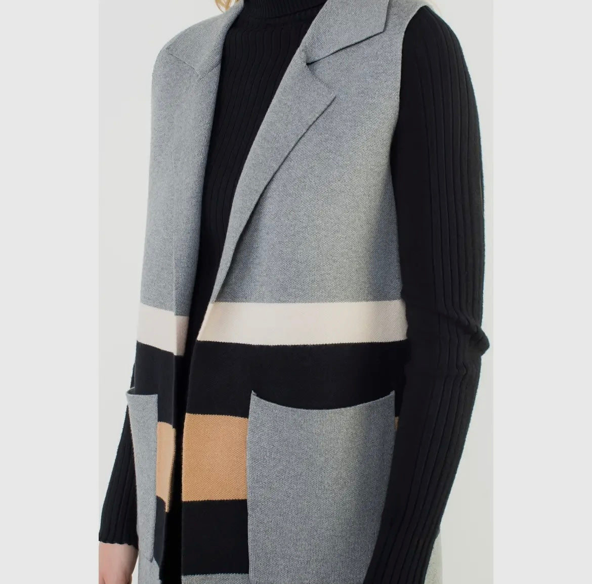 Sleeveless Colorblocked Cardigan