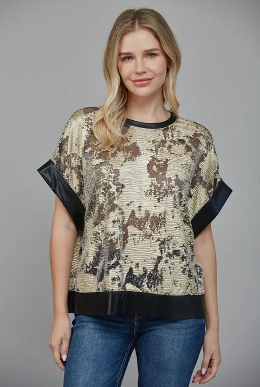 Abstract Metallic Pattern Top
