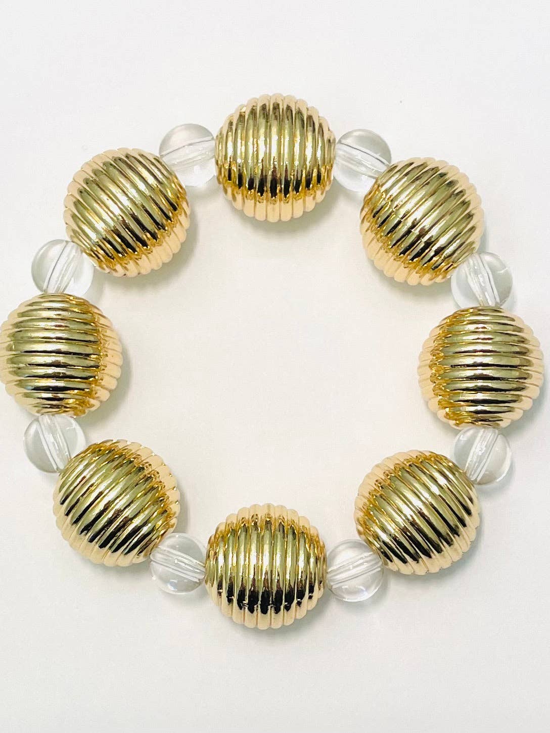 Ribbed Big Ball Bracelet (gold)