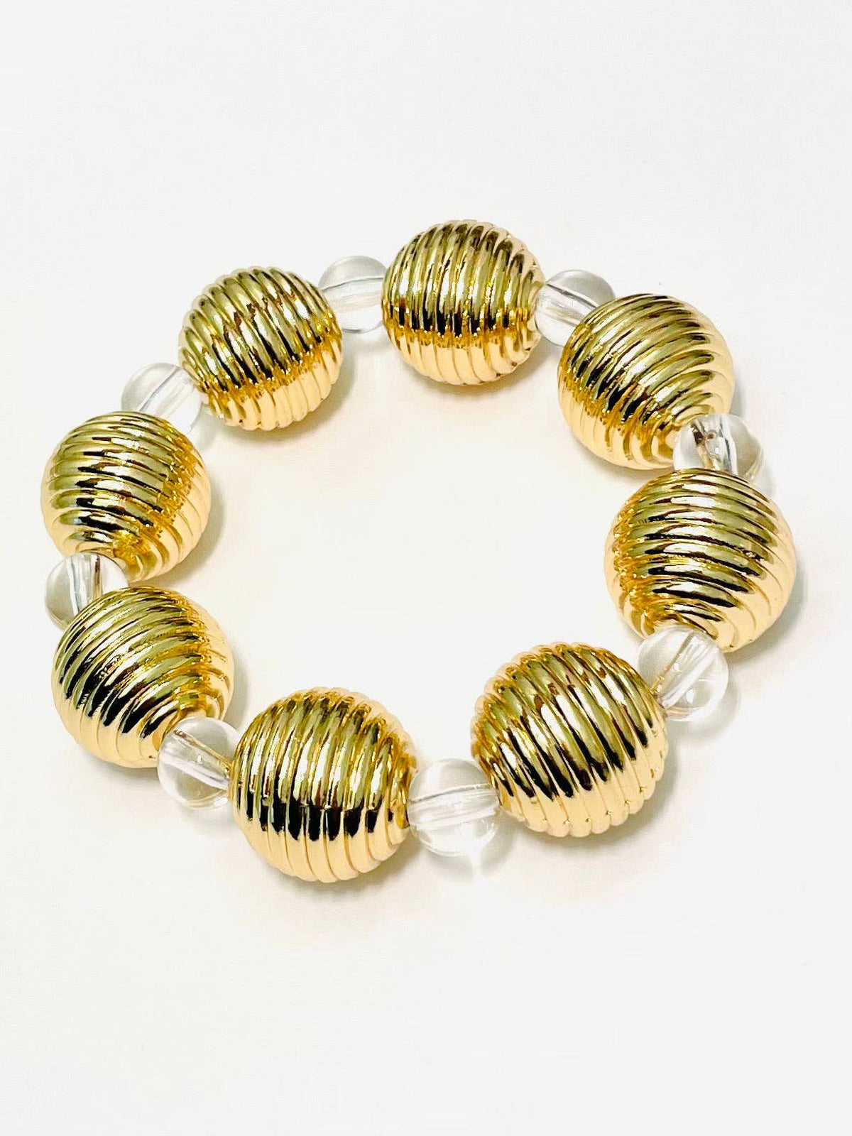 Ribbed Big Ball Bracelet (gold)