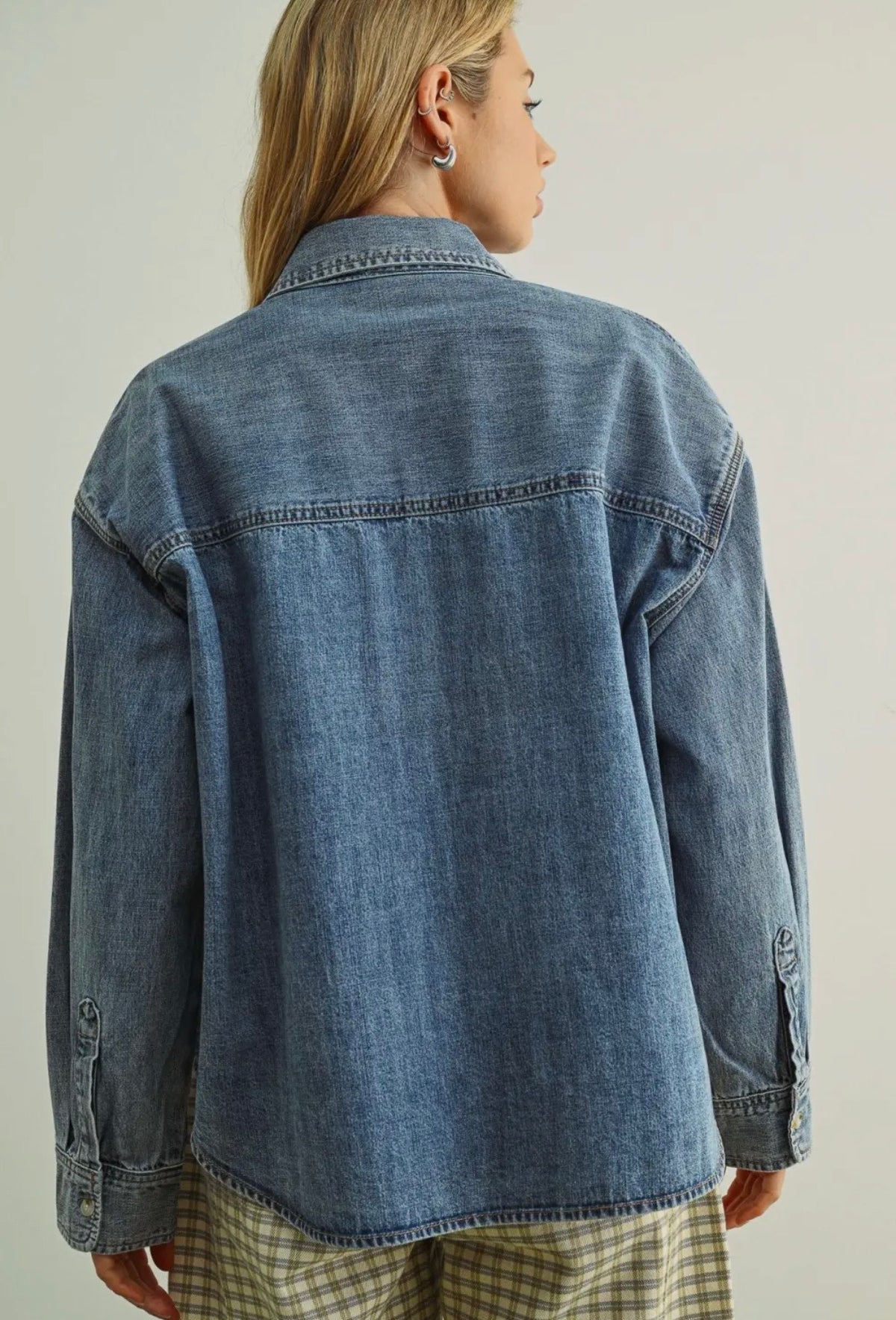Washed Denim Button Down Shirt