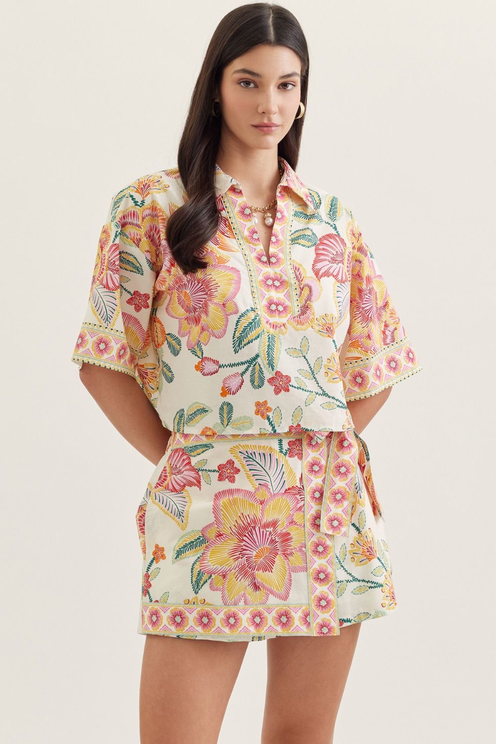 Botanical short sleeve top