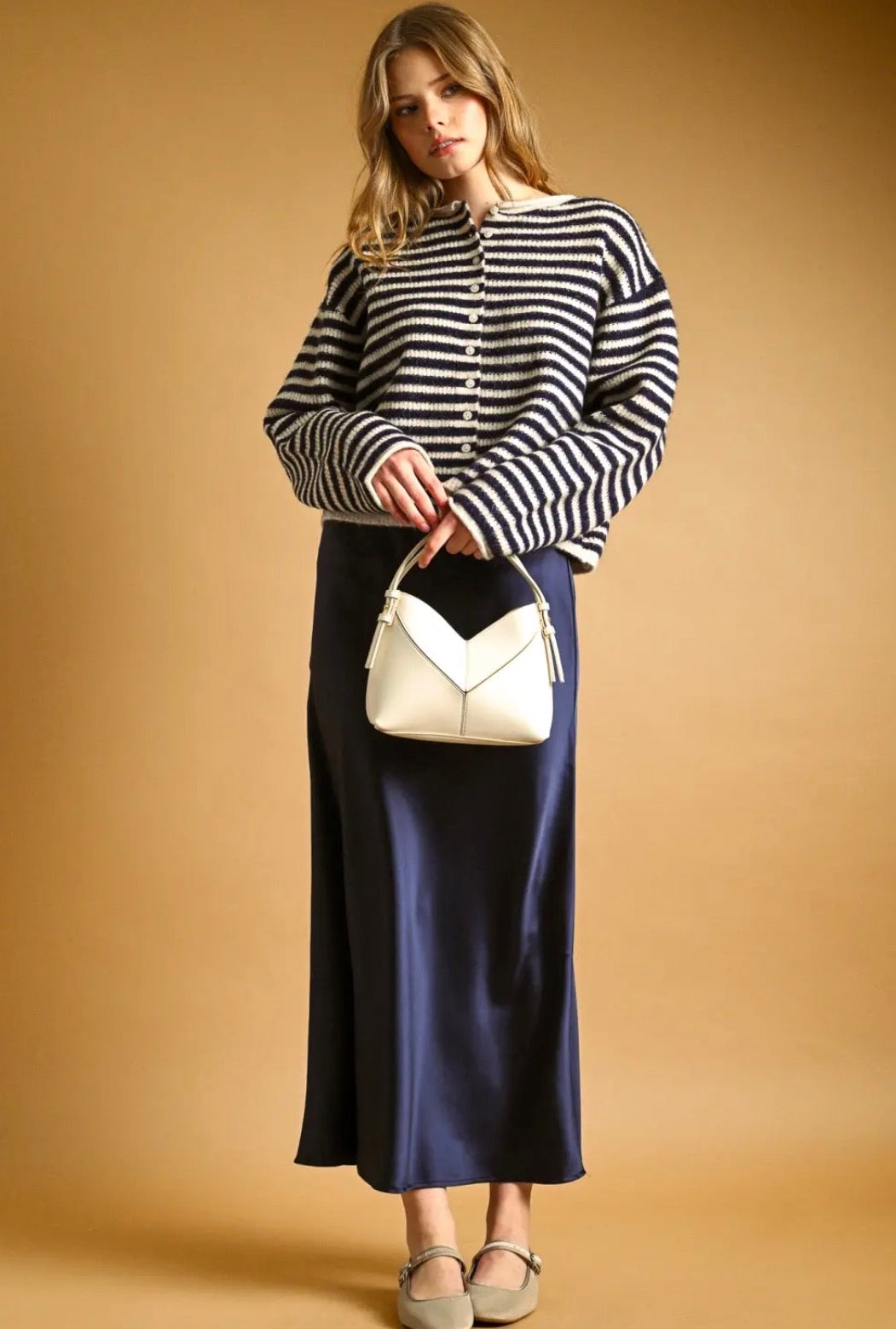 Striped Button Front
Sweater Cardigan