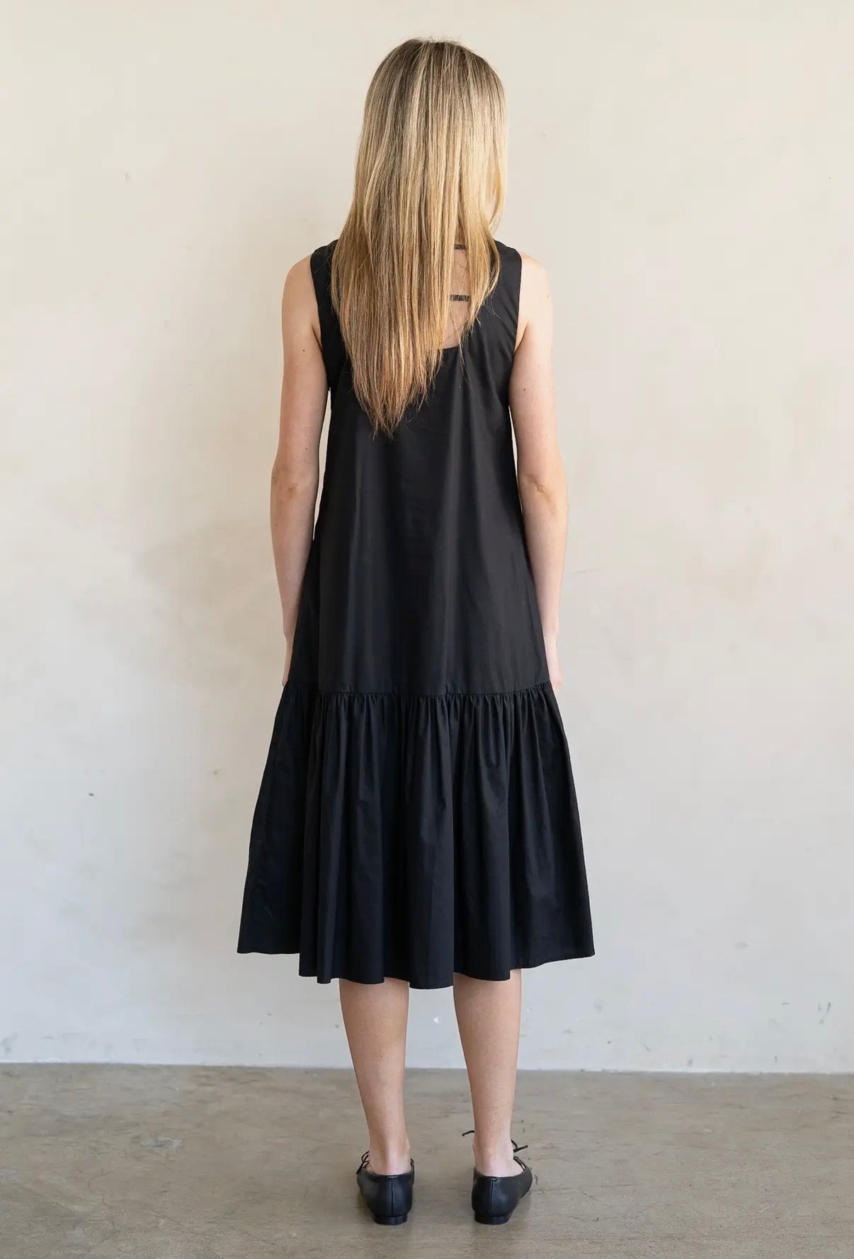 Open Back Poplin Midi Dress