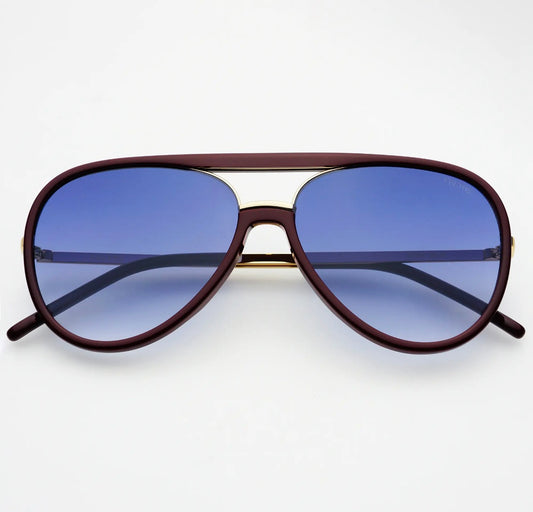 Shay Unisex Aviator Sunglasses ~ Burgundy