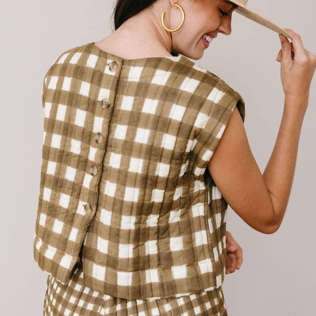 Painted Gingham Quilted Greta Top