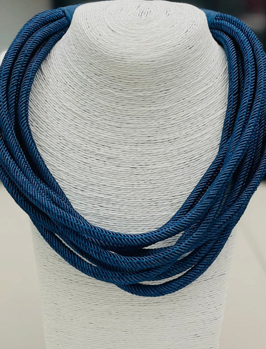Slub 8-Strand Necklace - Navy