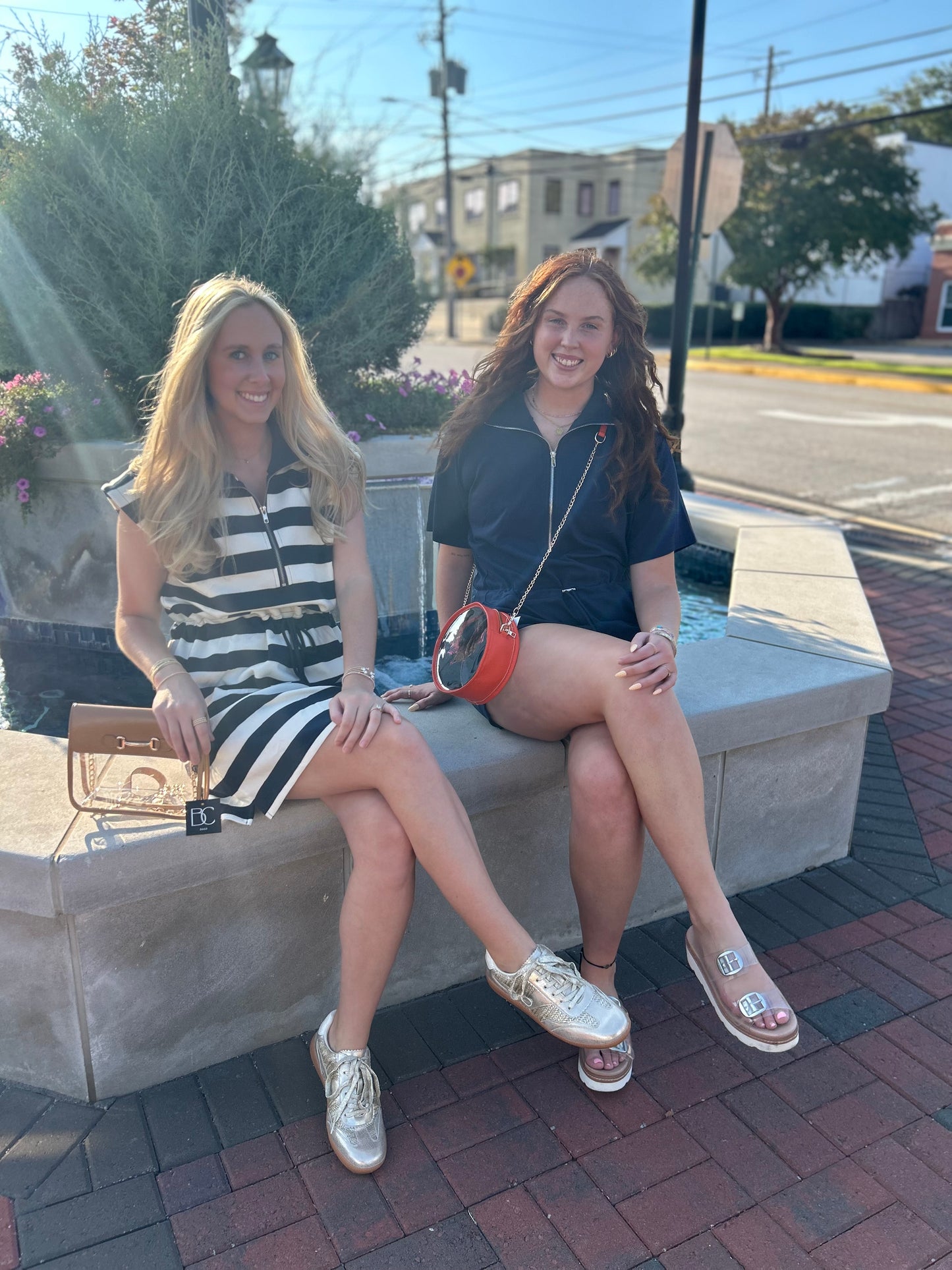 Striped Zip Up Collared Dress