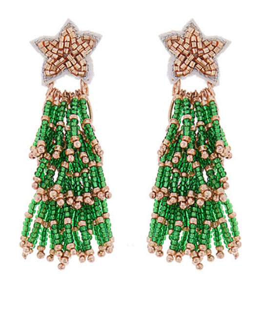 Bead Christmas Tree & Star Tassel
Earrings