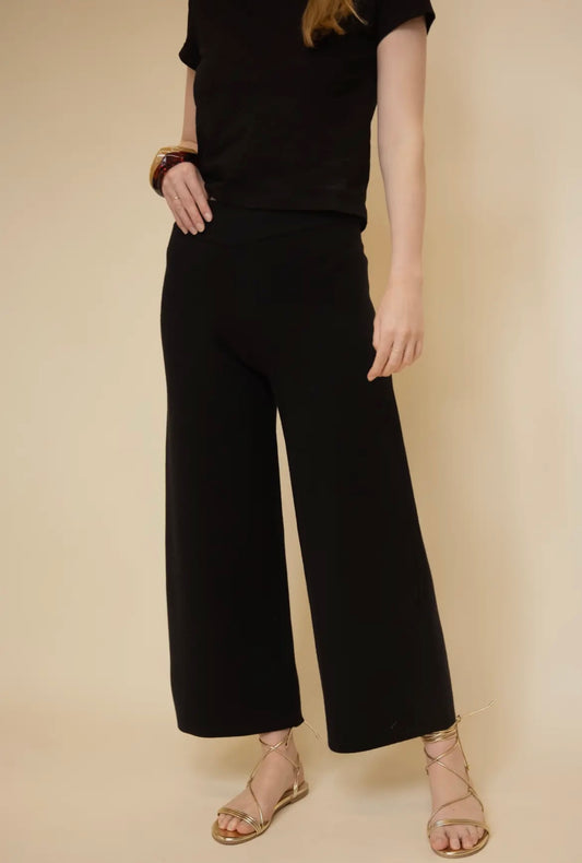 Knit Ankle Length Wide Leg Pants
